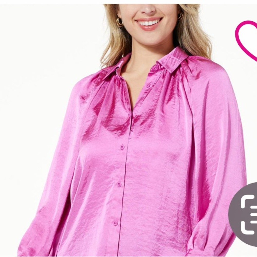 DG2 Pink/Lilac Satin Blouse-Gorgeous Spring color!